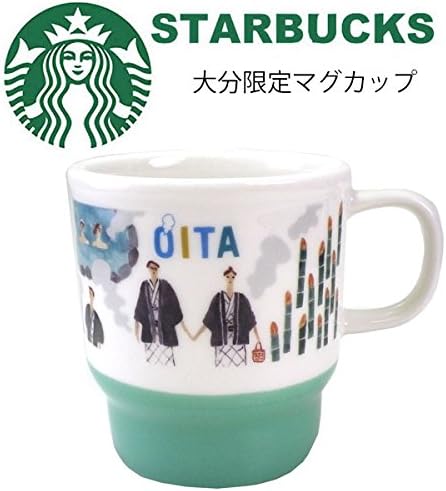 Starbucks Staba, Japan Limited, Oita Limited Mug, Renewal Design, Japanese Style, Hot Springs, Saneyama, Takaraku, OHITA Local Limited, White, Green, Mug, Ceramic, 12.8 fl oz (355 ml)