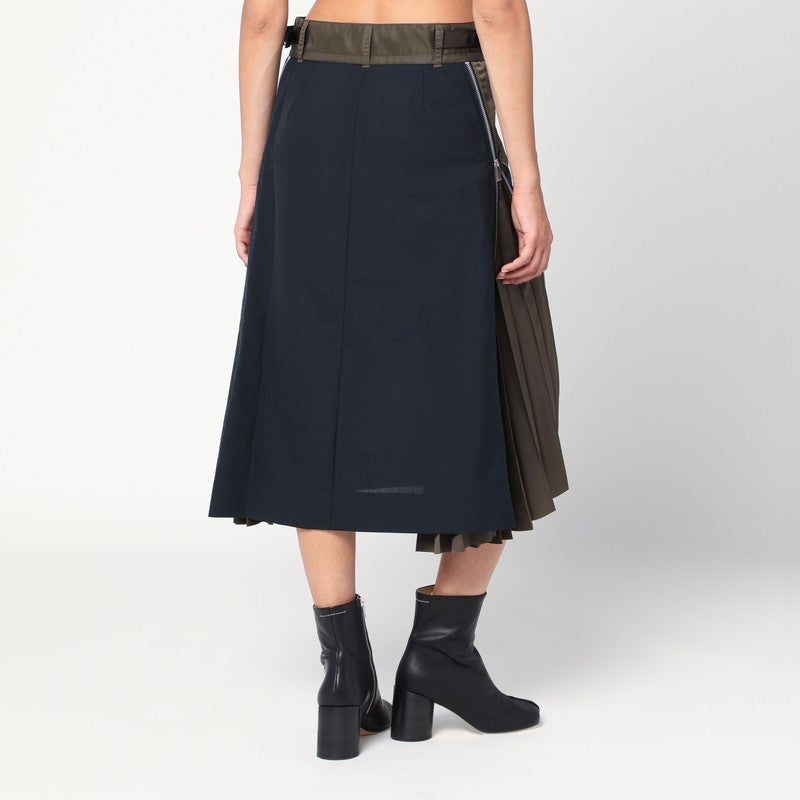 Sacai Sacai Navy/Kaki Tailored Skirt - Image 5