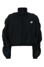 T By Alexander Wang Tによるアレクサンダー王ブラックストレッチテリーファブリックTシャツ - Image 5