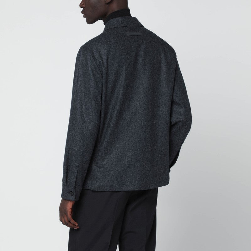 Zegna Zegna グレー ウール オーバーシャツ - Image 5