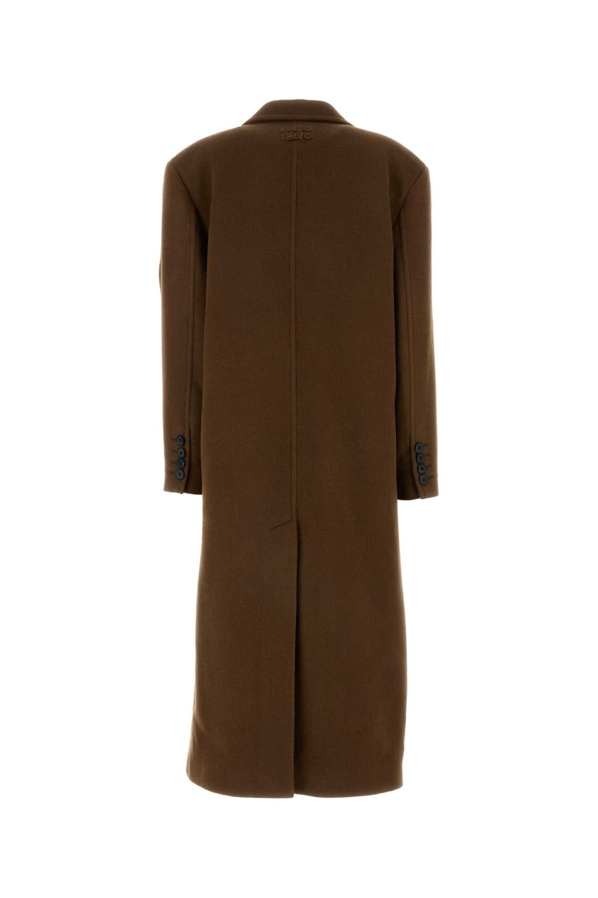 Miu Miu Miu茶色のウールコート - Image 5