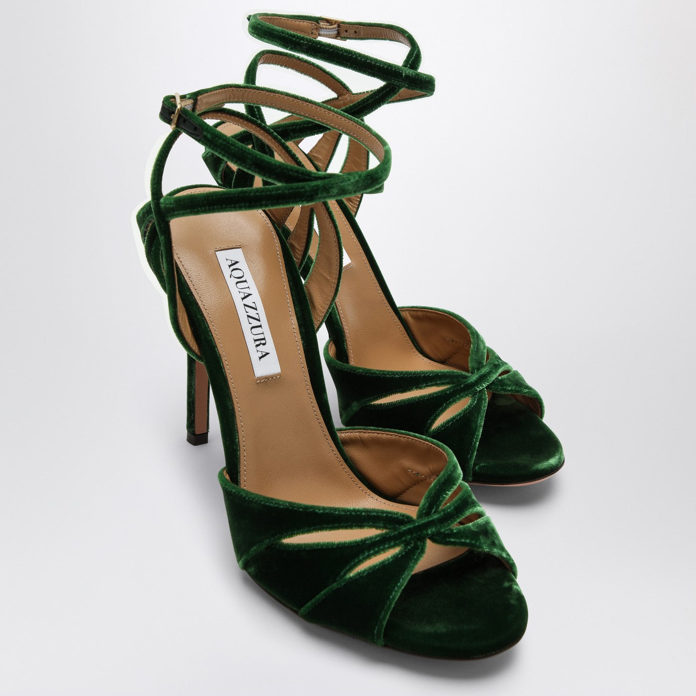 Aquazzura High Green Velvet Sandal - Image 5