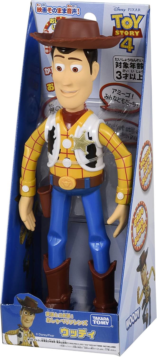 Takara Tomy Toy Story 4 Talking Friends Figurine Woody, Speaks English and Japanese Phrases