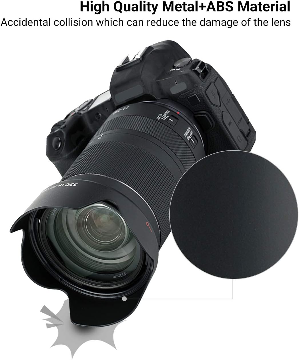 JJC Reversible Lens Hood for Canon EW-78F Compatible RF 24-240mm F4-6.3 IS USM Lens Compatible with Canon EOS R5 R6 RP R Ra
