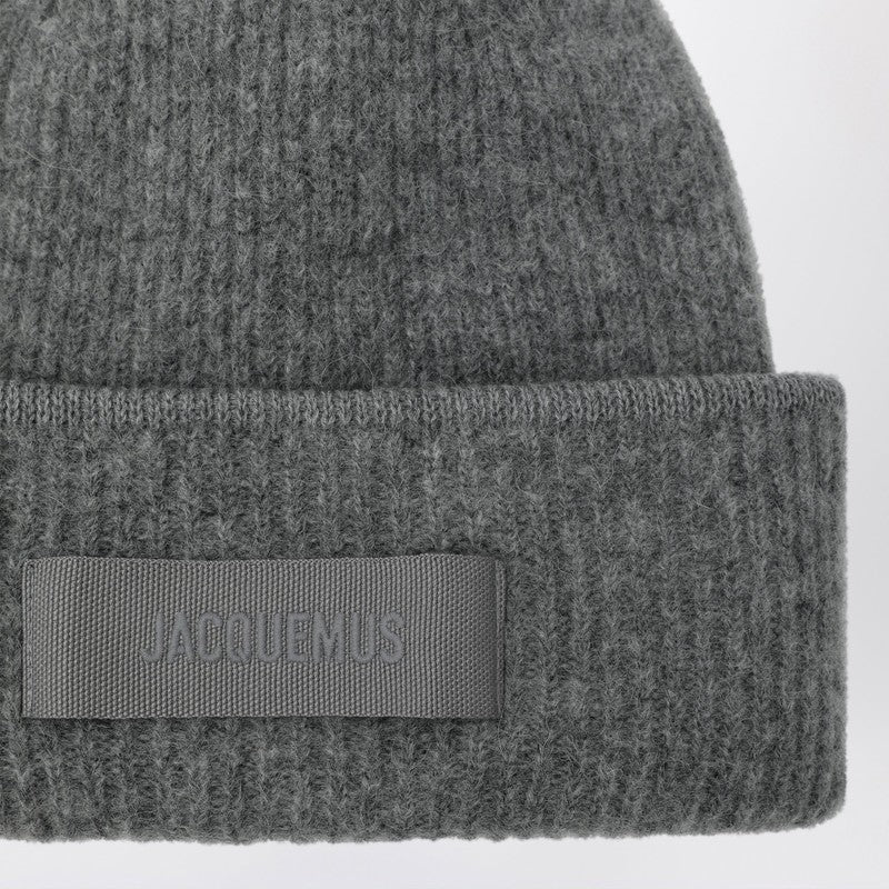 Jacquemus Jacquemus Grey Ribbed Wool Blend Beanie - Image 5