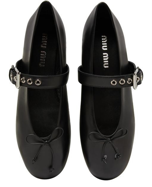 MIU MIU レザー バレリーナシューズ - Image 5