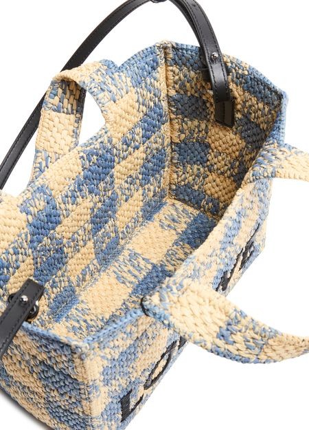 LOEWE Font Gingham small raffia tote bag - Image 5