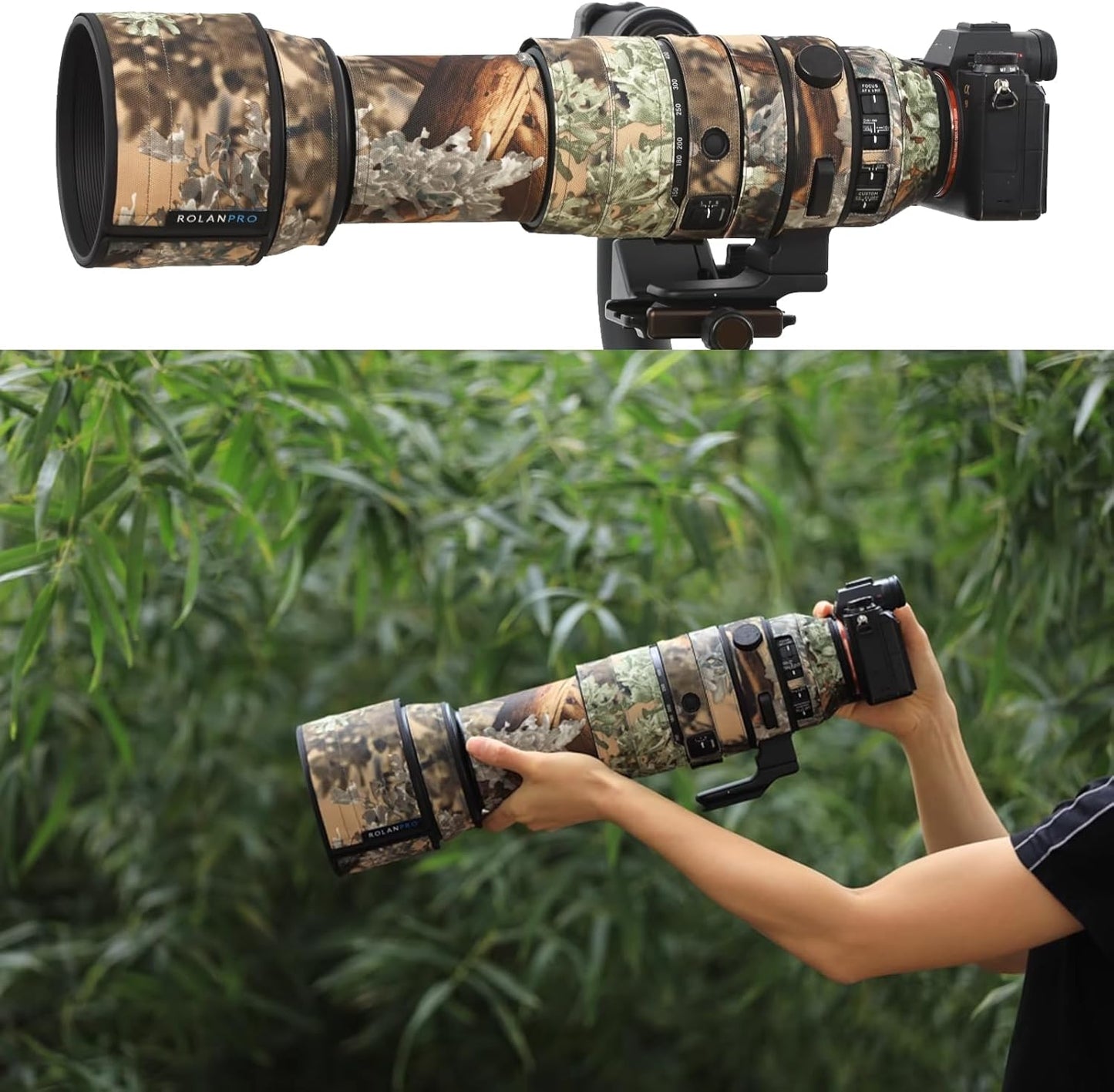 Rolanpro Lens Cover, Camouflage Coat for Telephoto Lens Compatible with SIGMA 150-600mm F5-6.3 DG OS HSM Sports (M/AF Version), Triple Layer Protection, DN Dark Color, Modern