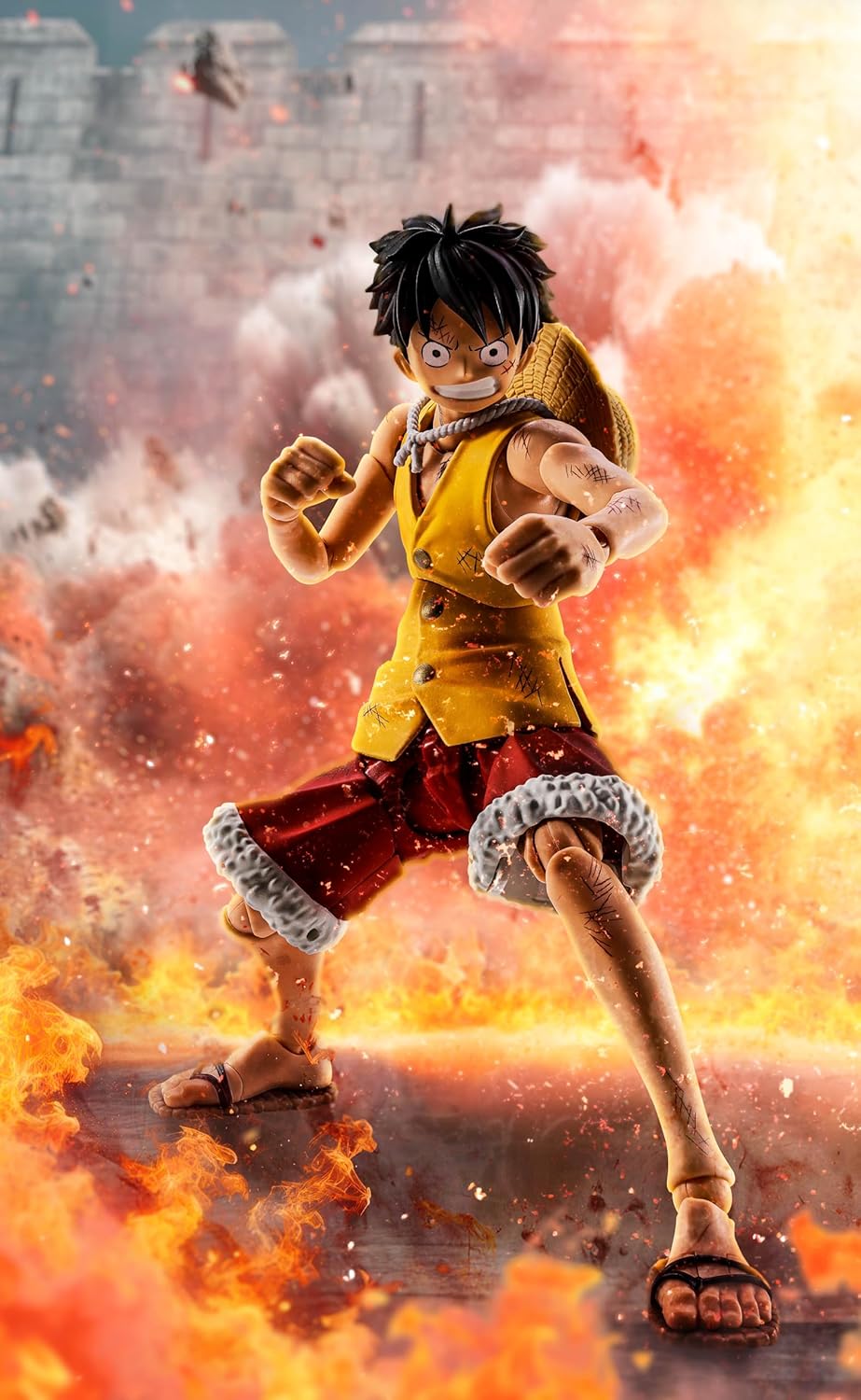 Tamashi Nations S.H. Figuarts One Piece Monkey D. Luffy Marinford Final Battle, Approx. 5.7 inches (145 mm), PVC & ABS Pre-Painted Action Figure