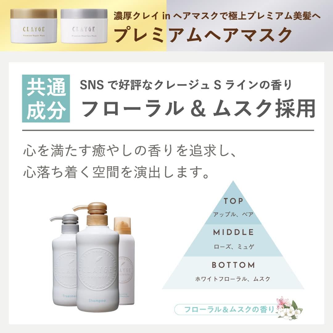 CLAYGE Premium Repair Mask, 6.0 oz (170 g), High Damage Intensive Repair Hair Mask, Hair Pack, Special Care, Mineral Clay, Triple Oil Formulated