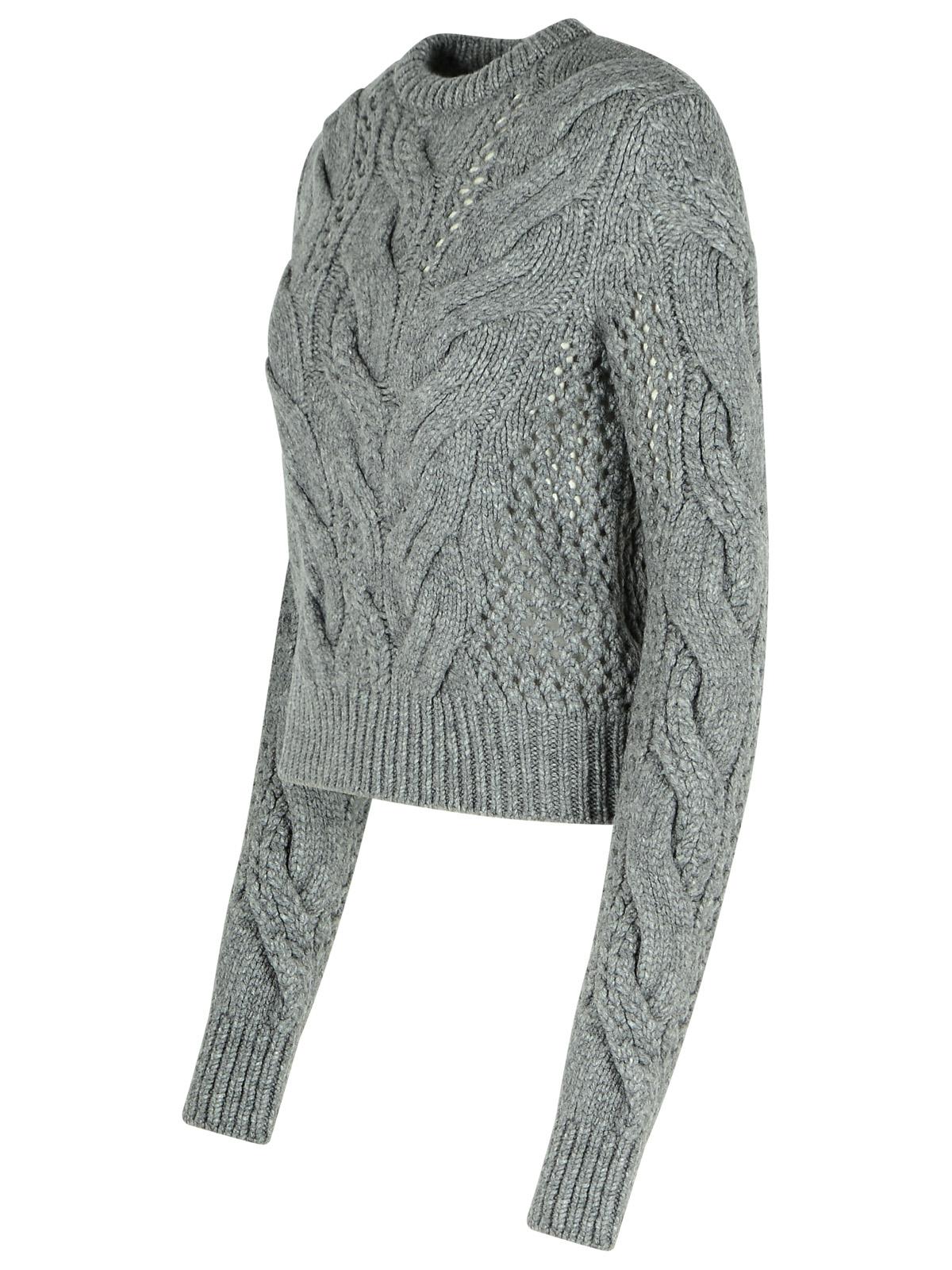 Sportmax SportMax 'Radio'ミディアムグレーウールブレンドクルーネックセーター付き編組 - Image 6
