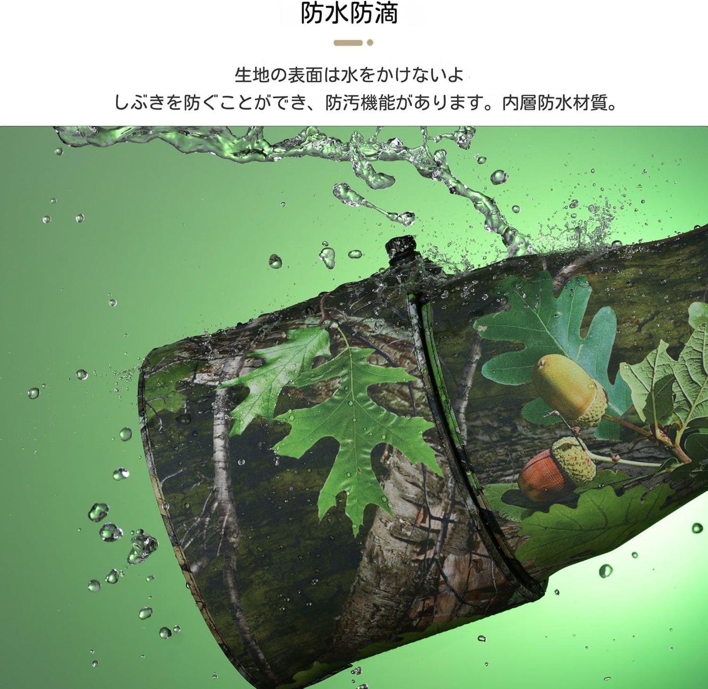 SUPBIG Canon Lens Coat Waterproof Material Lens Protector for Canon RF 100-500mm F4.5-7.1 L IS USM Telephoto Lens Coat Camouflage Protective Cover Double Layer Fabric Guard Lens (Green Leaf Camo)