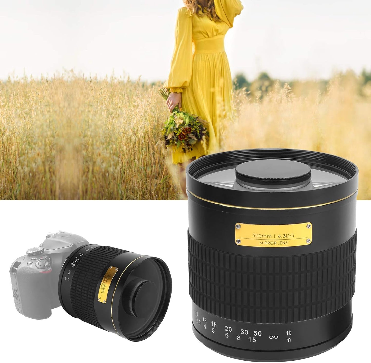EF Mount Camera Lens, 500mm F6.3 Super Telephoto Manual Focus Lens - Multilayer MC Coating - Long Range Shooting Professional Lens for Canon EF Mount SLR Cameras (Black)
