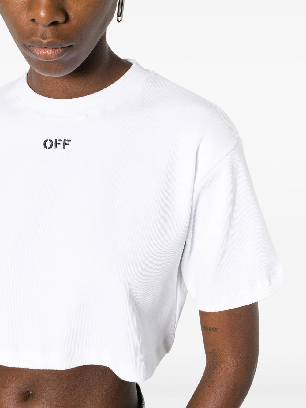 Off オフホワイトクロップドオフプリントTシャツ - Image 6