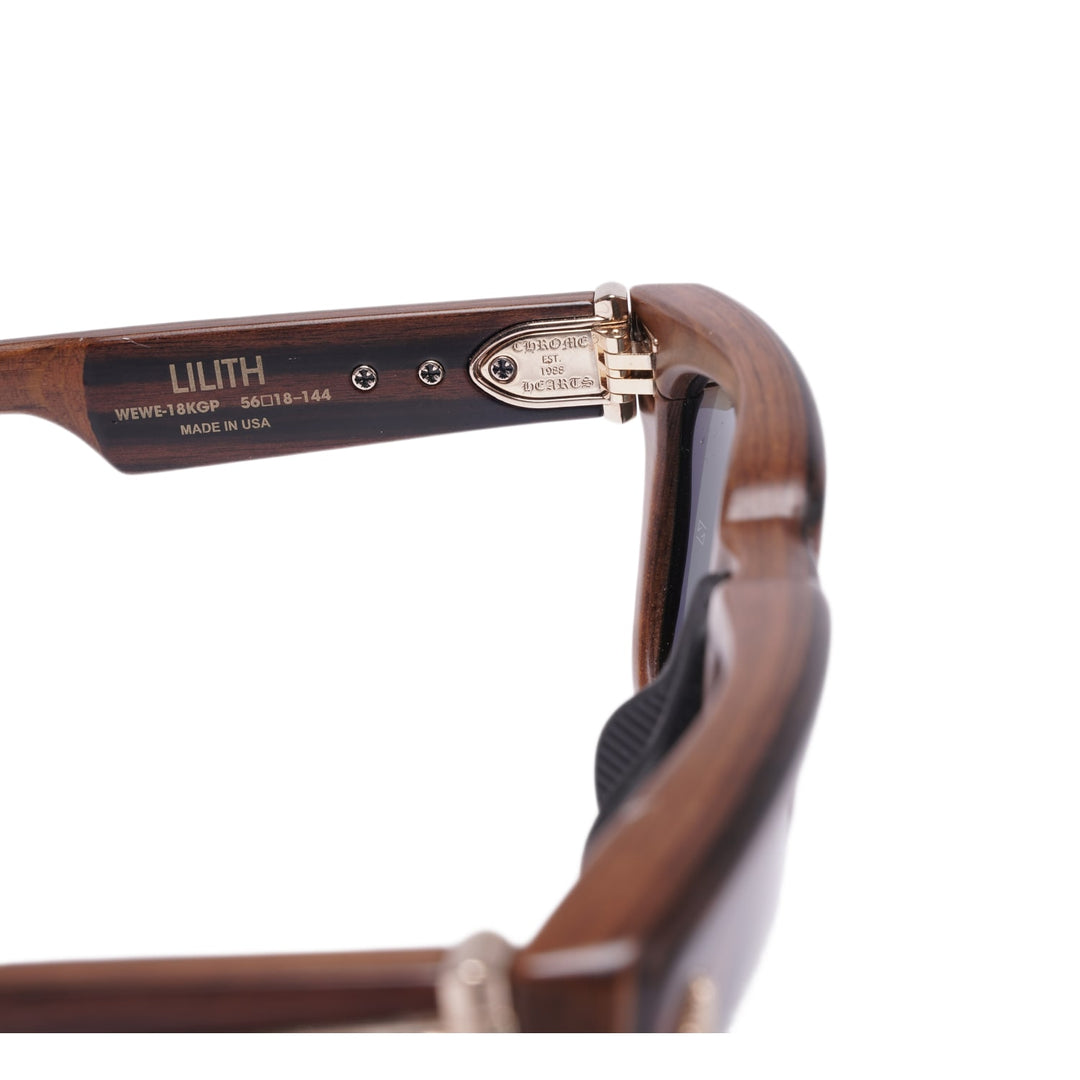 CHROME HEARTS 'EBONY' 18K GOLD LILITH SUNGLASSES