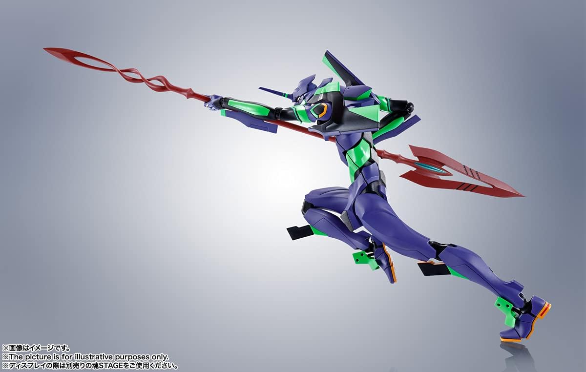 Robot Spirits BAS62117 Evangelion (Side EVA) Evangelion First Unit + Spear of Casius (Renewal Color Edition), Approx. 6.7 inches (170 mm), ABS & PVC, Pre-painted Action Figure