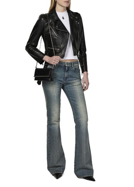 MCQUEEN レザー クロップド ライダースジャケット - Image 6
