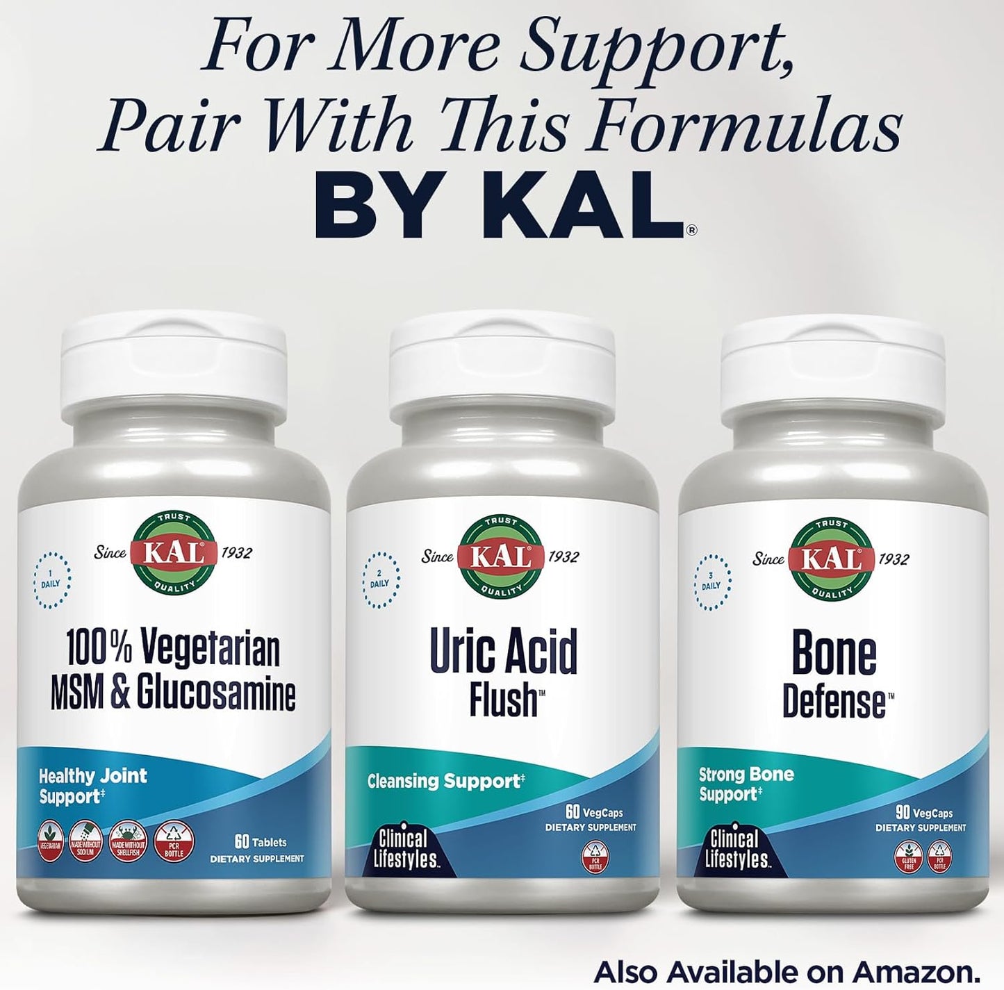 KAL 100% Vegetarian MSM and Glucosamine Tablet, 500 mg, 60 Count by Kal