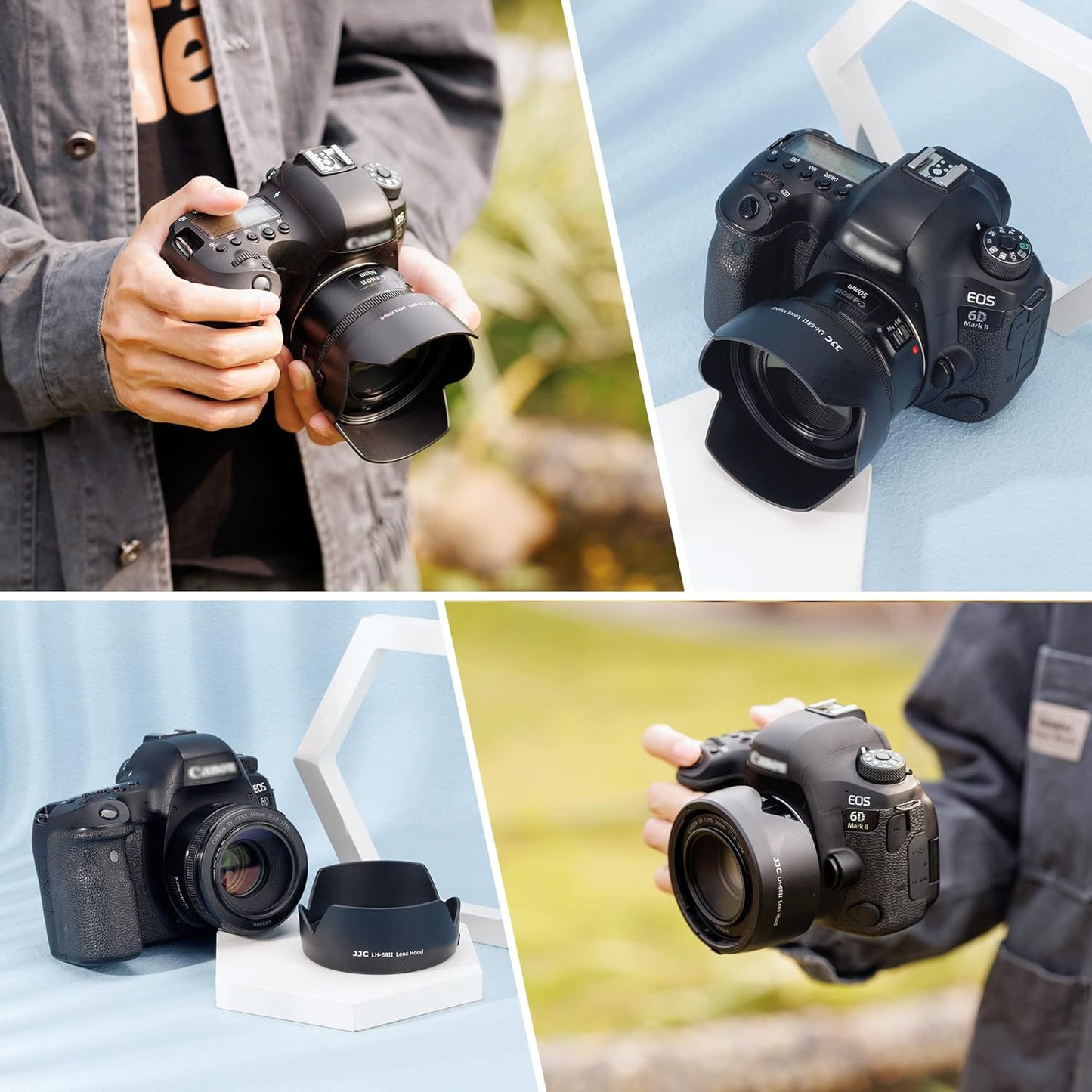 50mm Reversible Lens Hood Shade for Canon EF 50mm f/1.8 STM Lens Canon ES-68 Hood Tulip Flower Design Black