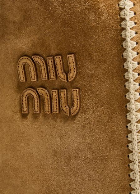 MIU MIU Ivy suede and crochet tote bag - Image 6