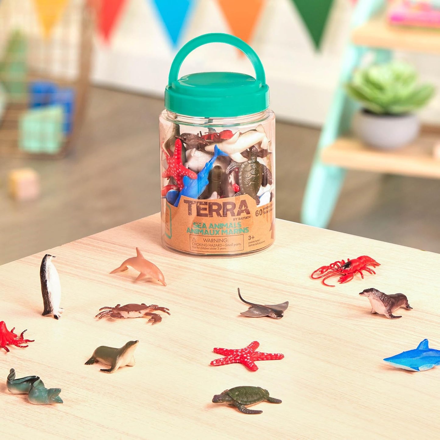 Terra Marine Life Sea Animal World Sea Creatures Figures 12 Types 60 Pieces Set Animal Toys Ages 3 Years Old and Up Authentic