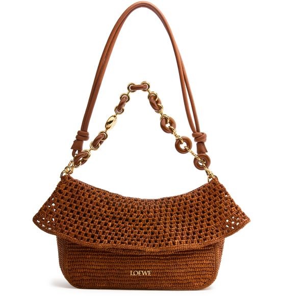 LOEWE Ola Hobo medium bag in raffia and calfskin - Image 6