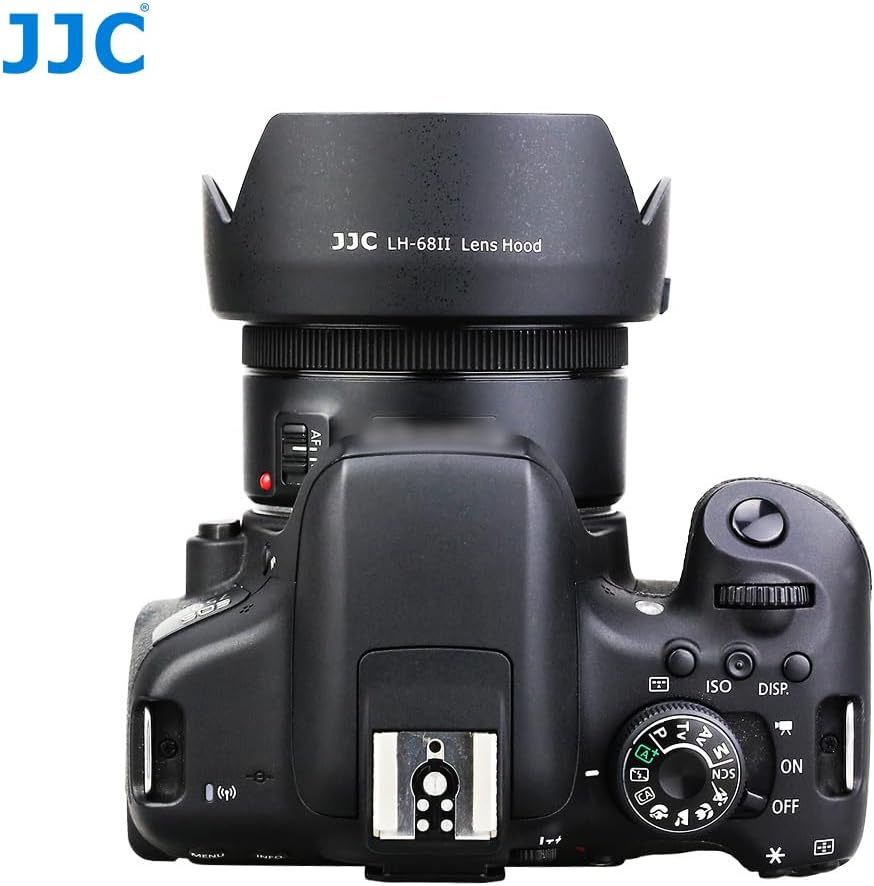 JJC Reversible Lens Hood for Canon ES-68 Compatible Canon EF 50mm F1.8 STM Lens for EOS 6D Mark II / 5D Mark IV III II / 5DS / 5DS R Camera (Lens Hood, Cleaner)