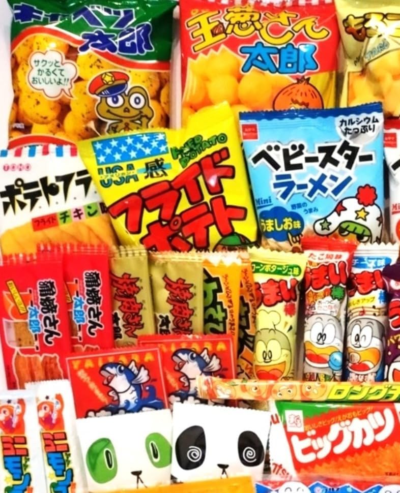 Japanese Snacks Assorted, 80-Piece Set, Includes 80 Boxes, Includes Mini Stickers