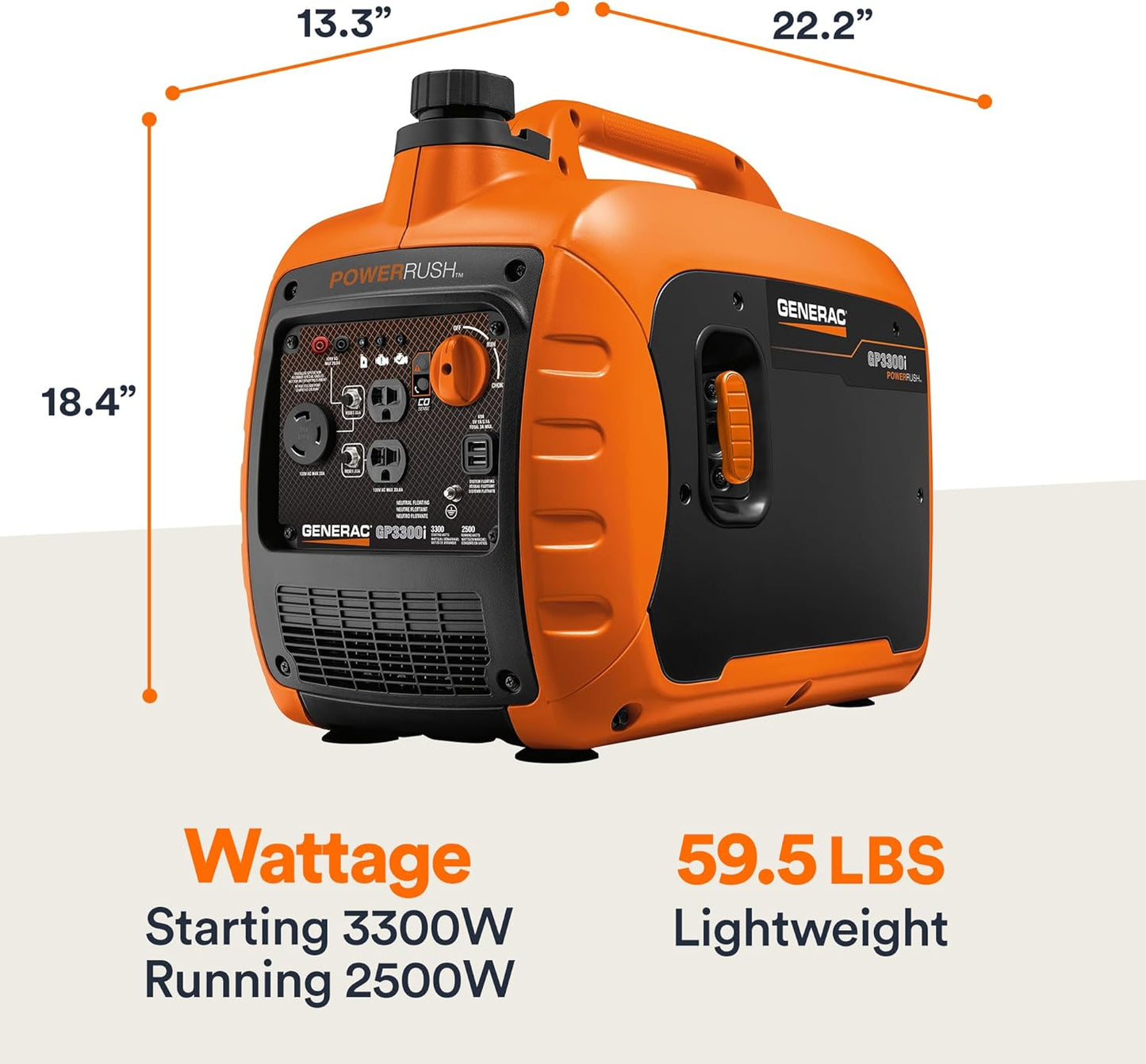 Generac 7153 GP3300i 3300-Watt Portable Generator, Orange/Black