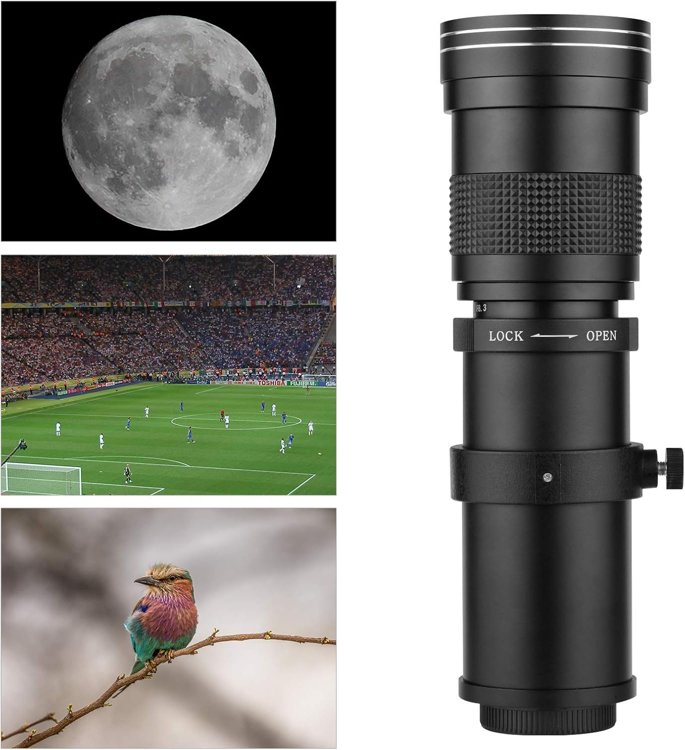 LOUJIN Camera MF Super Telephoto Zoom Lens F/8.3-16 420-800mm T2 Mount (with AI Mount Adapter Ring) Universal 1/4 Screw Replacement for Nikon AI Mount D50 D90 D5100 D7000 D3 D5100 D3100 D3000D60