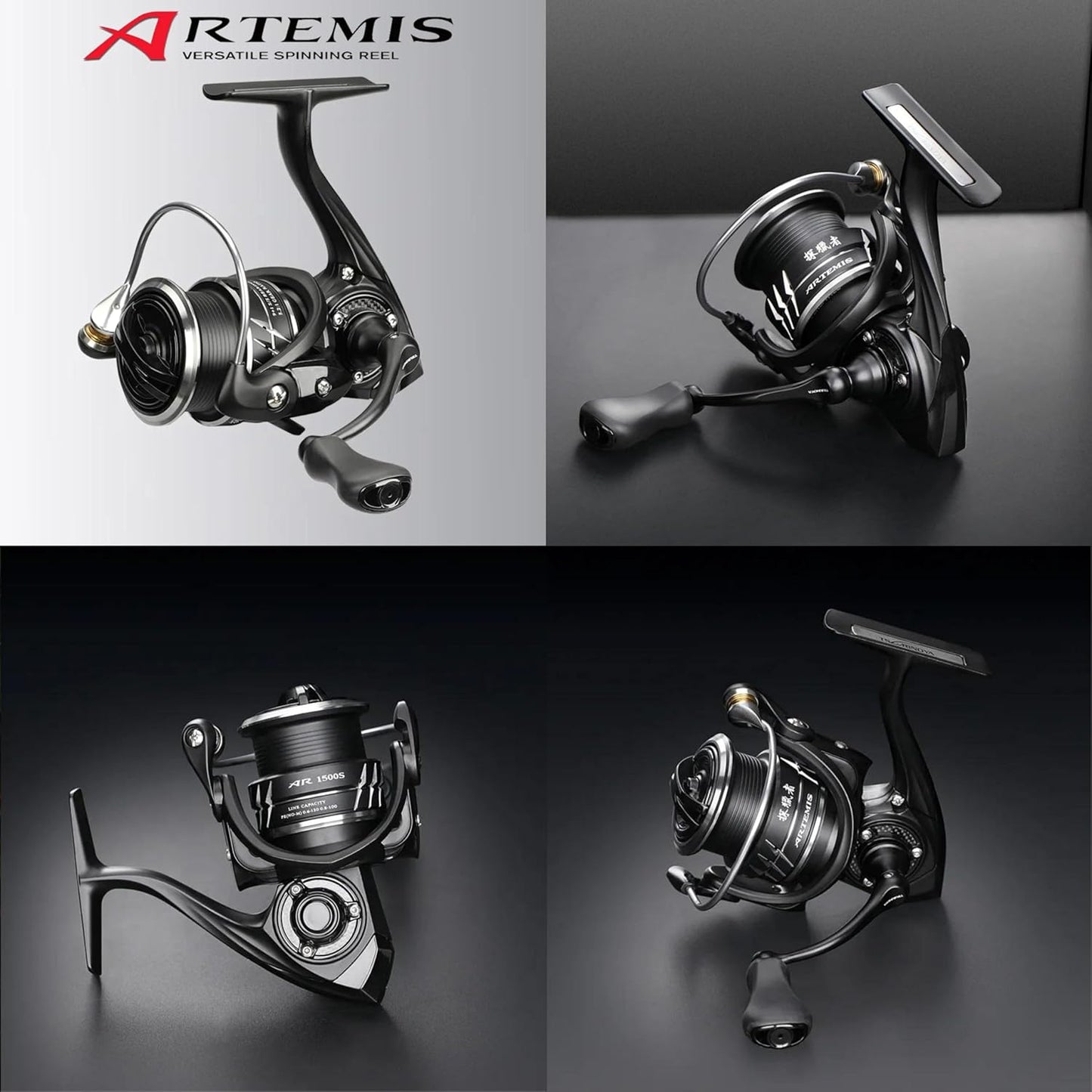Spinning Reel, Normal Gear Ratio, 5.2:1, Shallow Groove Spool, 800, 1500S, Low End Model, Artemis AR-