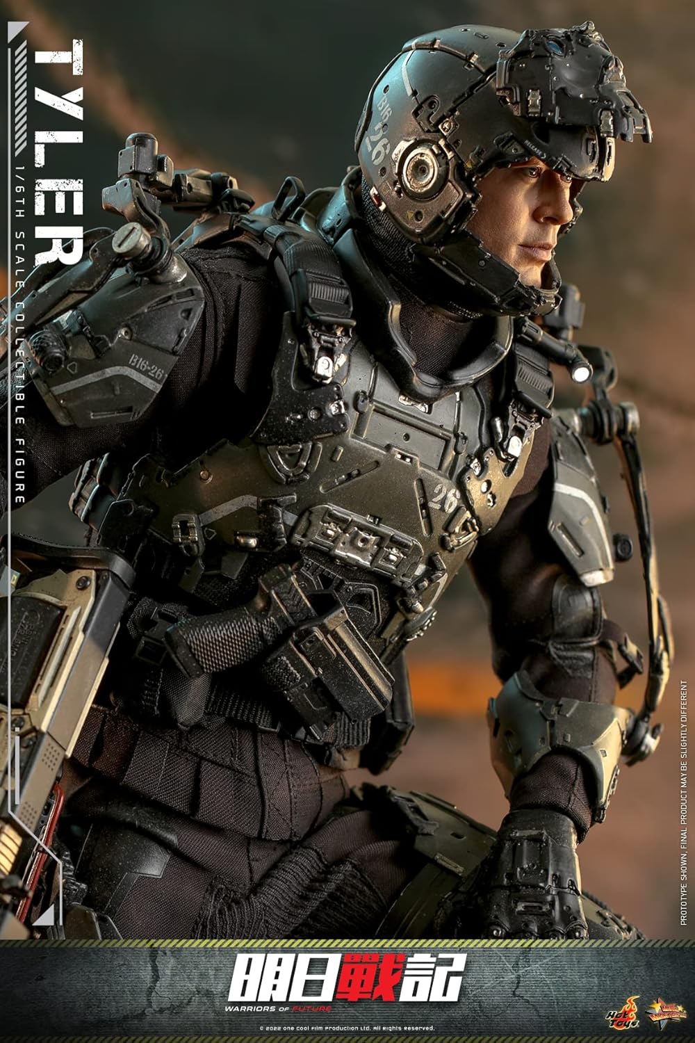 Movie Masterpiece MMS667 Warriors of Future Tyler 1/6 Scale Figure, Black, Approximately 12.2 inches (31 cm) Tall