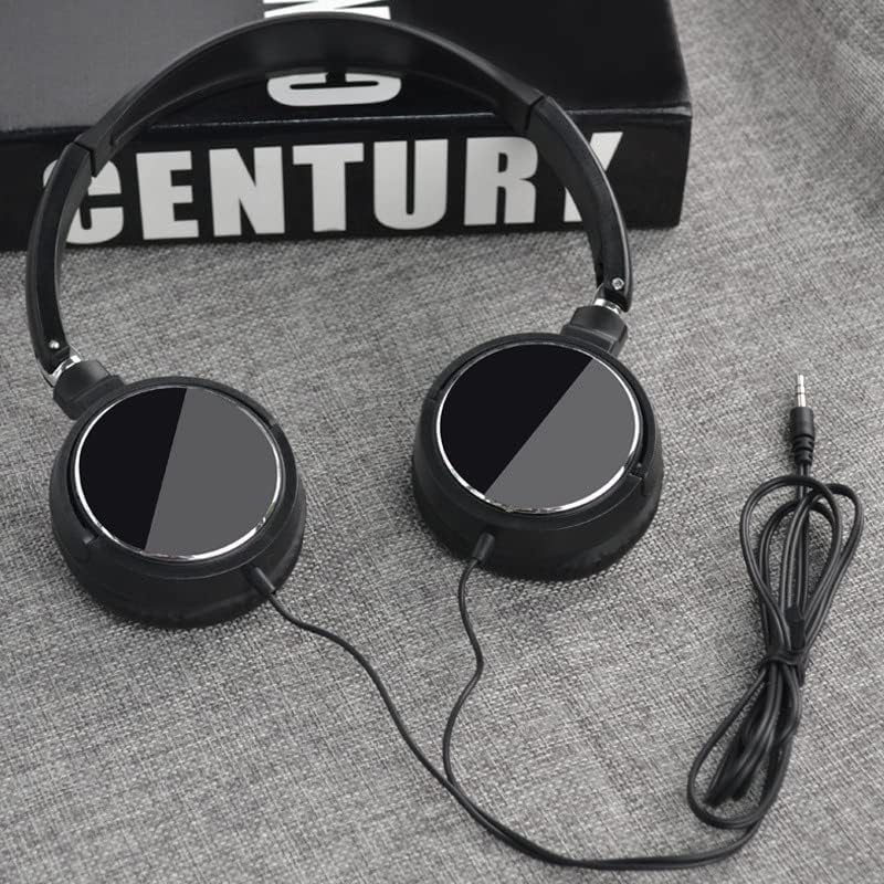 Wired Headphones Foldable Extendable Deep Bass Earphones Over-Ear Sealed Telework Online Classroom Children Musical Instrument Practice Music Watching Gaming (Black)