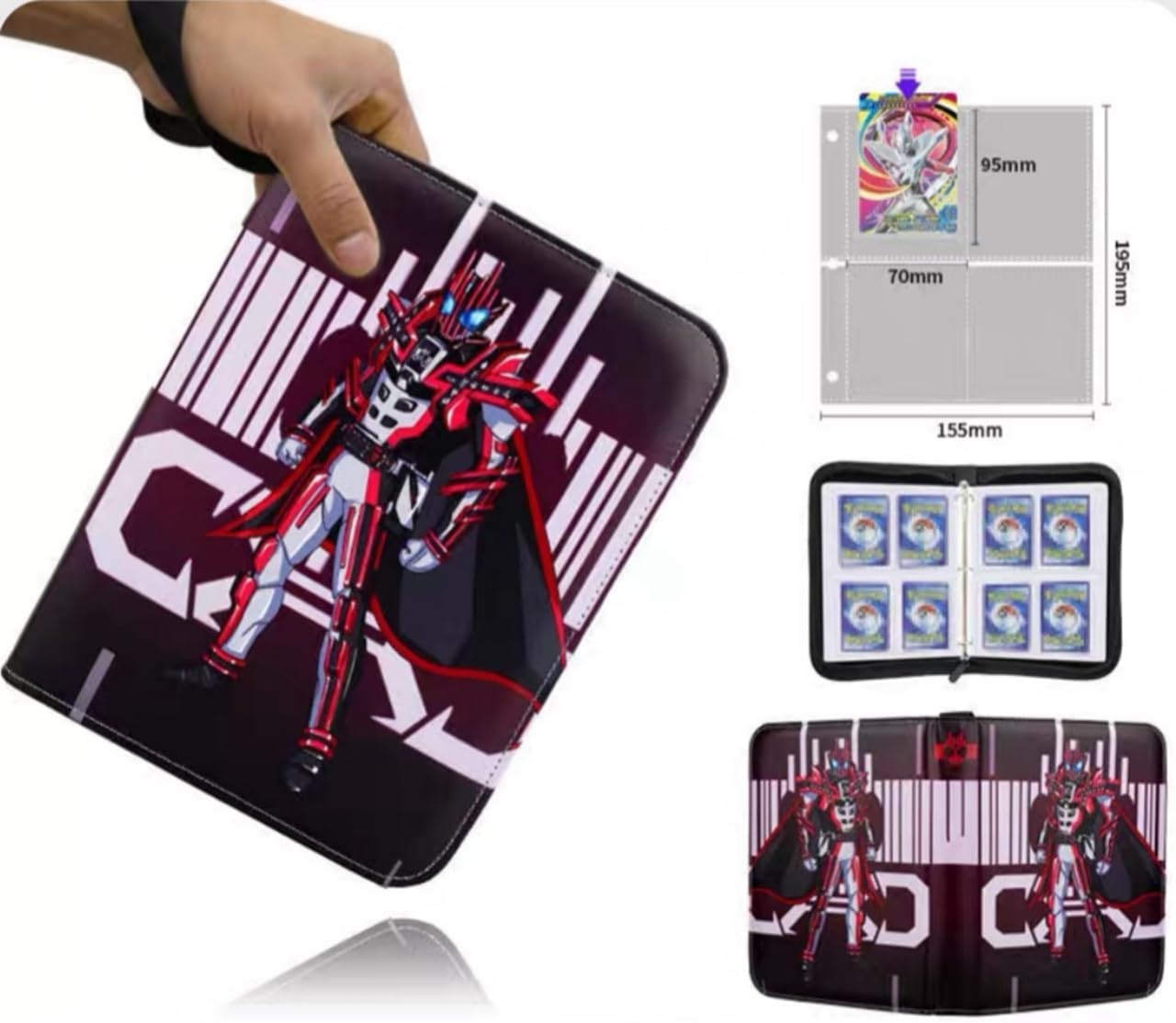 WYCOS カード収納バッグ仮面ライダー カードファイル 仮面ライダーディケイド シールファイル Decade カード 収納バッグ 収納ボックス 4ポケット 400枚収納 PUシェル 子供の贈り物 カードを集める 萌えグッズ (E)