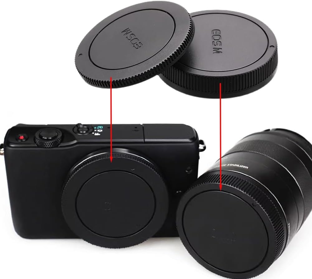 2 Pairs Canon EF-M Mount Rear Lens Cover + Body Cover for EOS M M3 M5 M6 M6 Mark II / M10 M50 M100 M200 / Kiss M2 Kiss M and More Canon EF-M Cameras & Lenses