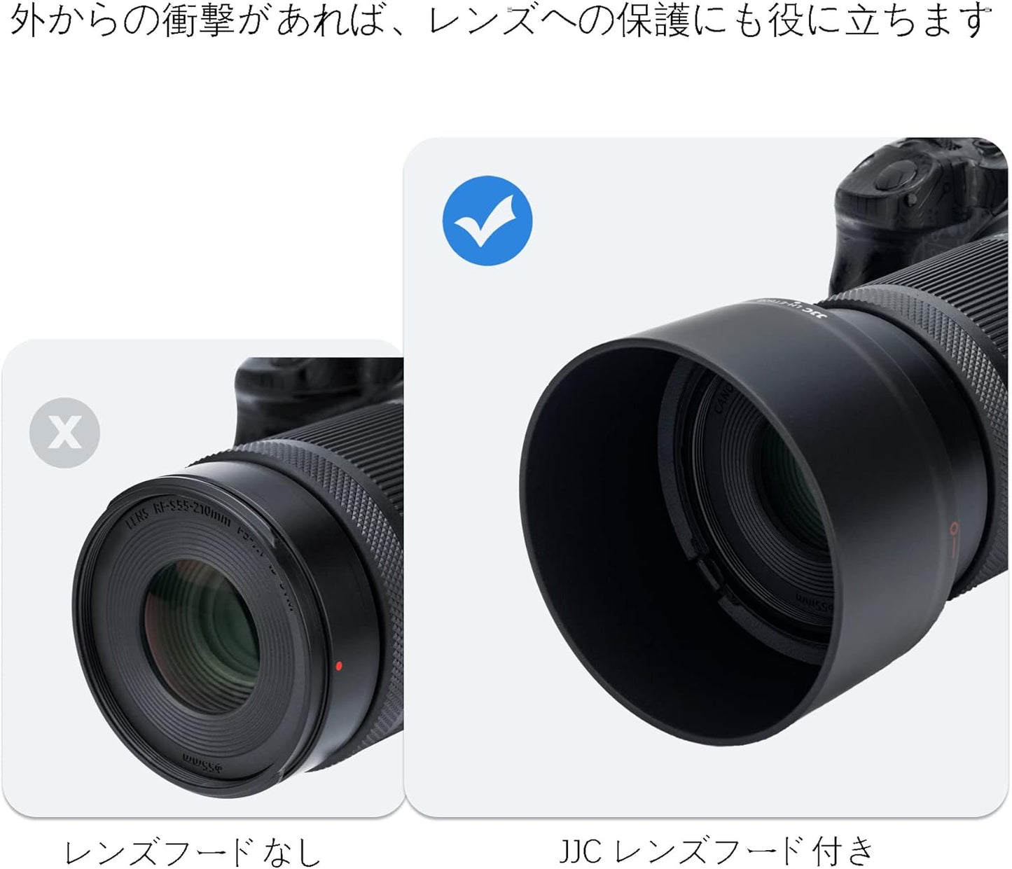JJC (1+1) ABS Reversible Lens Hood for Canon ET-60B & Canon EW-53 Compatible Canon RF-S 55-210mm F5-7.1 IS STM & Canon RF-S 18-45mm F4.5-6.3 IS STM Lens Compatible with Canon EOS R50 Dual Lens Kit