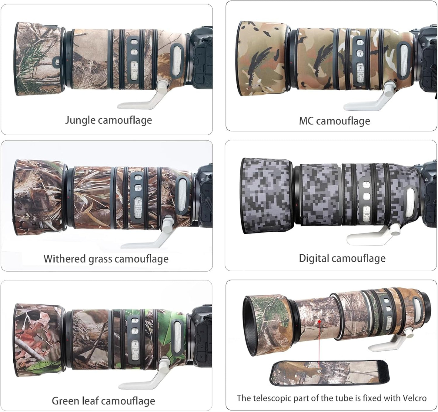 COMEOXO Sigma Lens Cover Waterproof Material Lens Protective Cover for CANON RF 100-300mm F2.8 L IS USM Telephoto Lens Coat Sigma Lens Camouflage Protective Cover Elastic Fabric Protective Lens, Dead