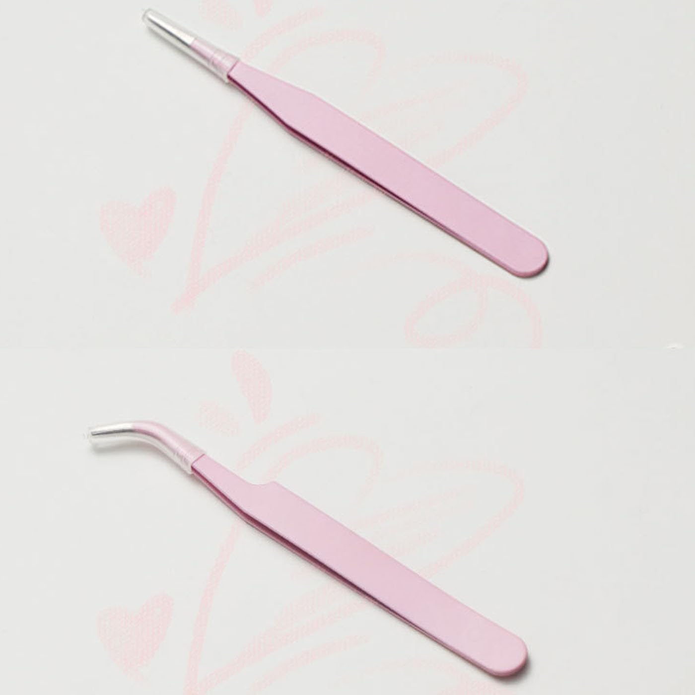 LUYING Lashes Pink Straight Stainless Steel Fine Work False Eyelashes Fine Work False Eyelashes Fine Work False Eyelashes (Tweezers Pink 2pcs)