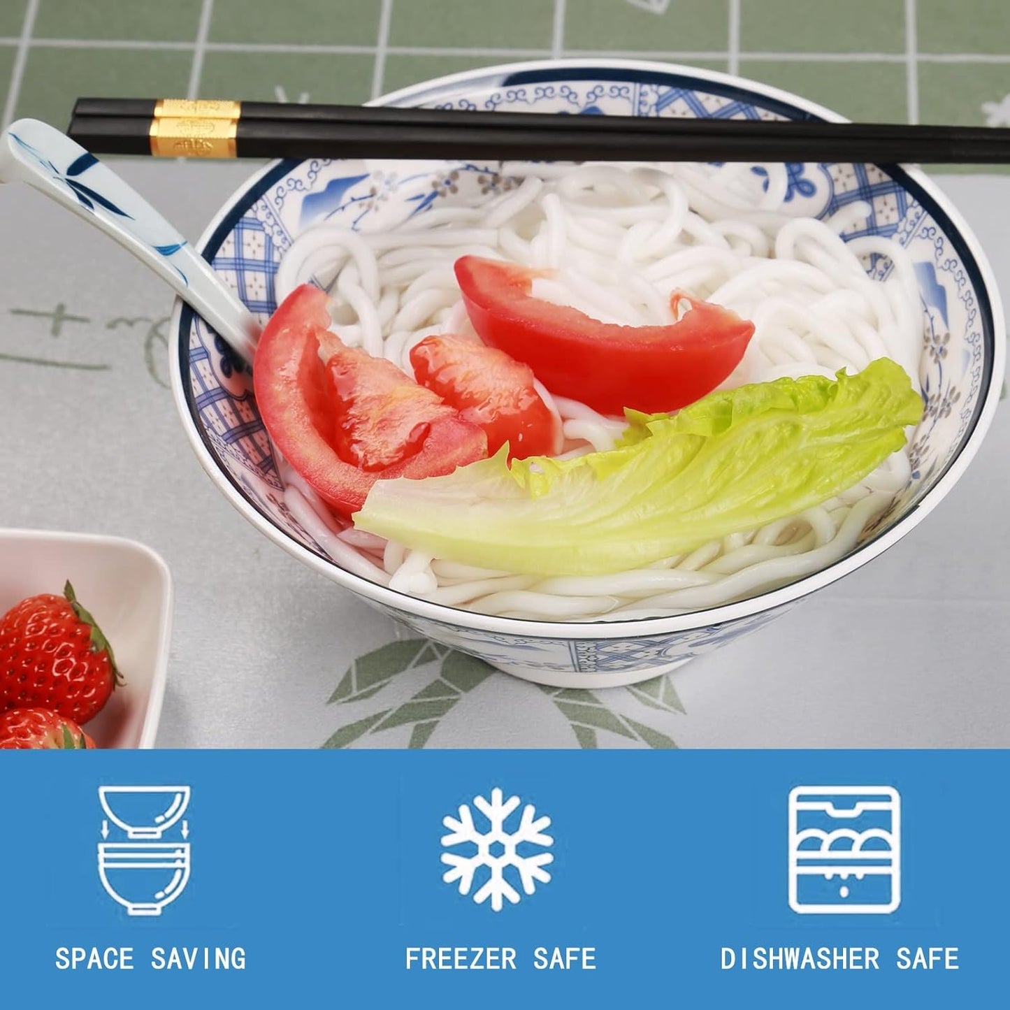 Japanese Ramen Bowl, Instant Ramen Bowl, For Udon, Buckwheat & Noodles, Breakfast, Melamine Material, Soup Bowl, Melamine Ramen Bowl, Plastic Ramen Bowl, Soup Bowl (Color: A-3 sets/White, Size: 9in)
