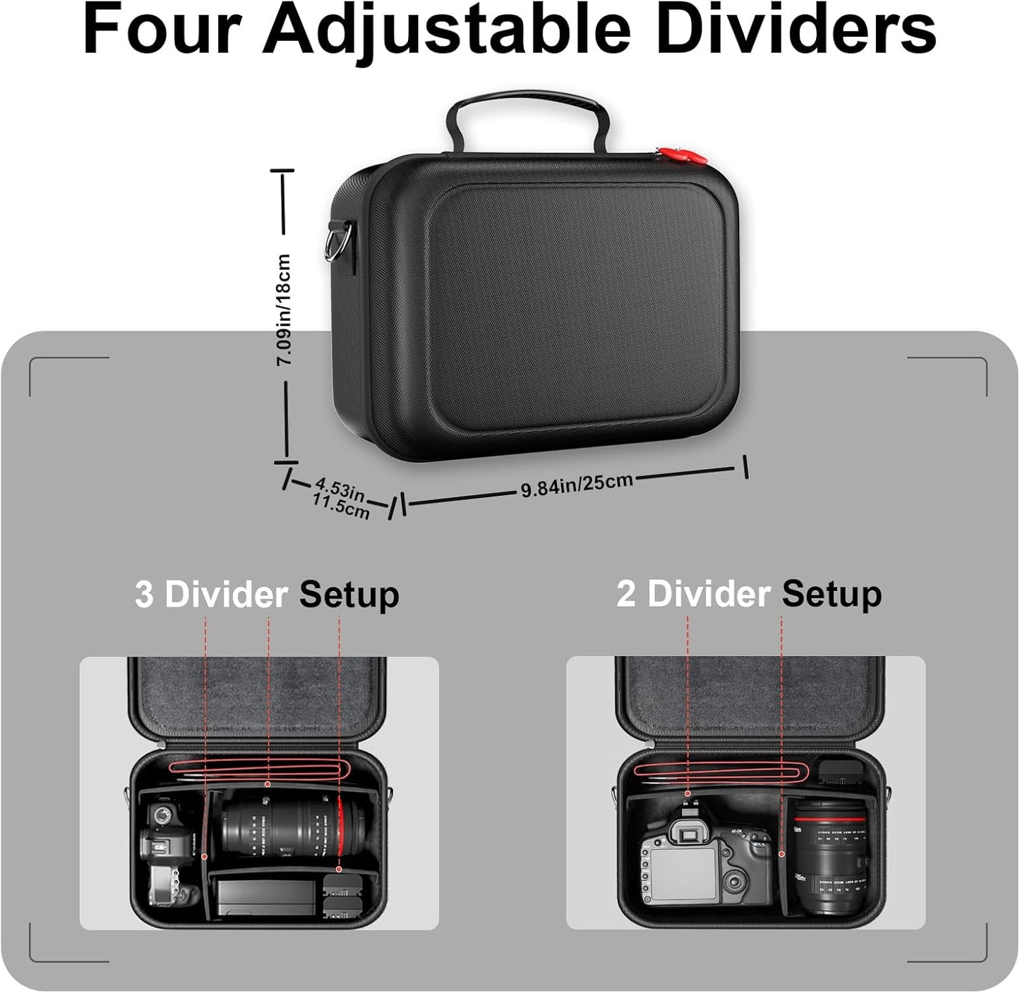 ProCase Camera Bag SLR Case for DSLR Mirrorless Camera Storage Soft Padded Digital Camera Case Travel Bag with Shoulder Strap Divider for Accessories - Black