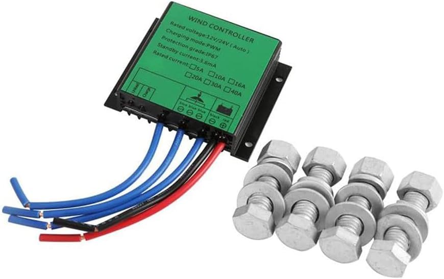 風力タービン、5枚羽根最大出力風力発電機キット風力ブレードコントローラー充電ジェネレータ、24V(12V)