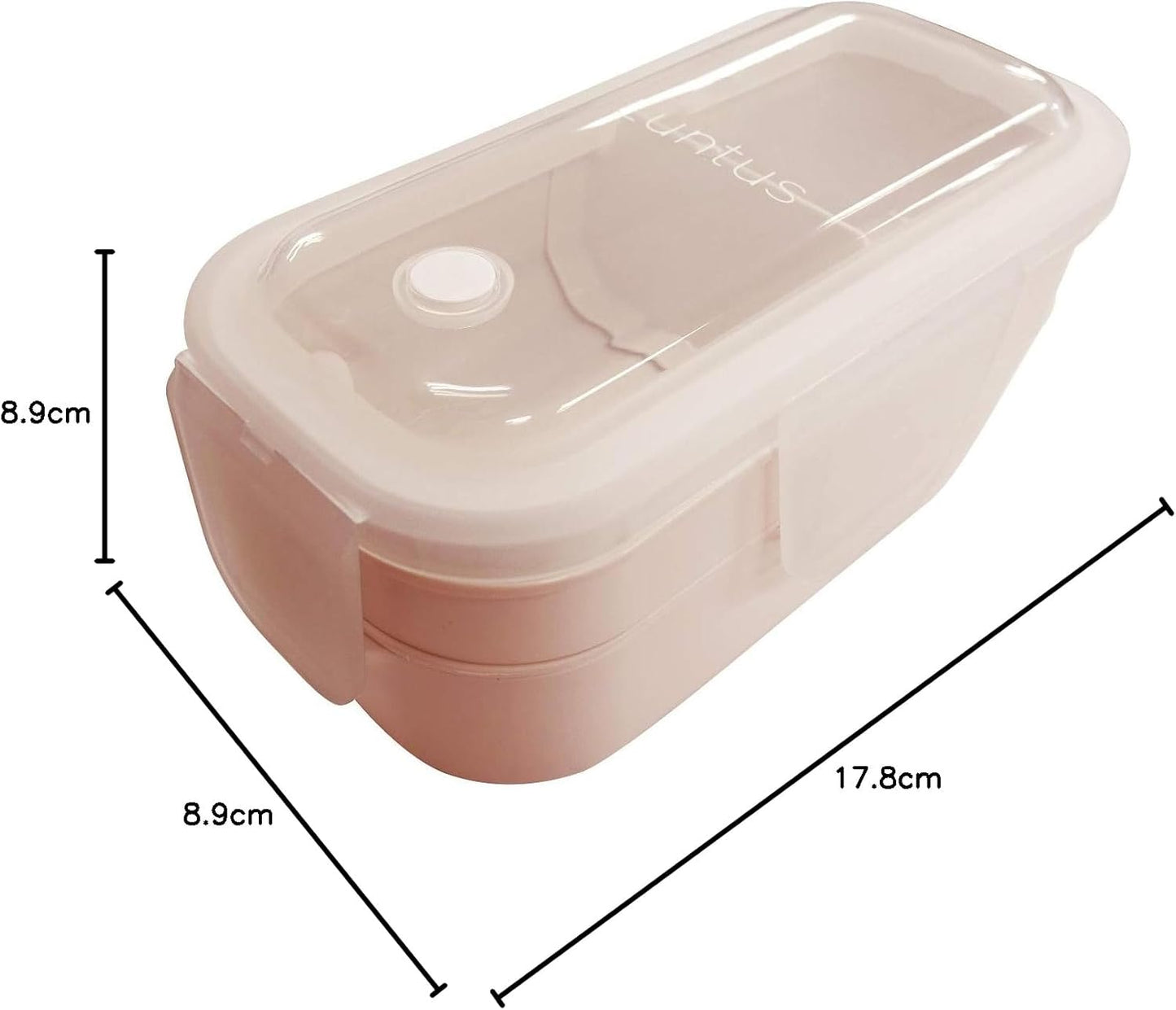 Asvel Lantus WTL-T600 Lunch Box, 20.3 fl oz (600 ml), Pink, Freezable, Width 7.0 x Depth 3.5 x Height 3.5 inches (17.8 x 8.9 x 8.9 cm), Antibacterial, 2 Tiers