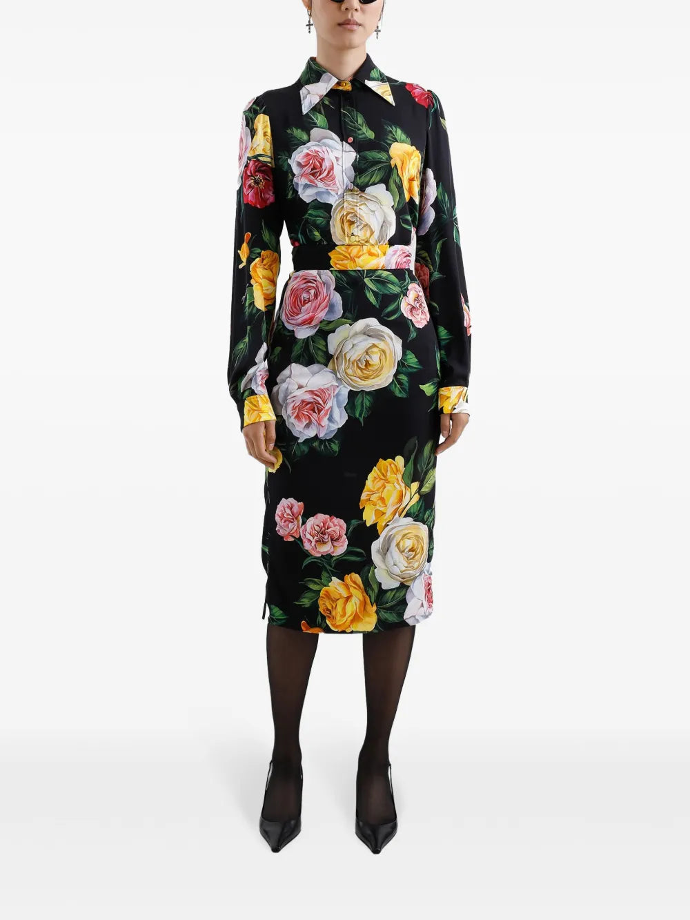 Dolce Gabbana フローラルプリント付きのドルチェ&ガッバーナミディスカート - Image 6