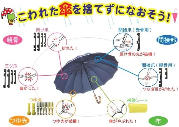 You too Umbrella Artisan Umbrella Repair Parts Four Claw Large Black 4 Piece Set US-018