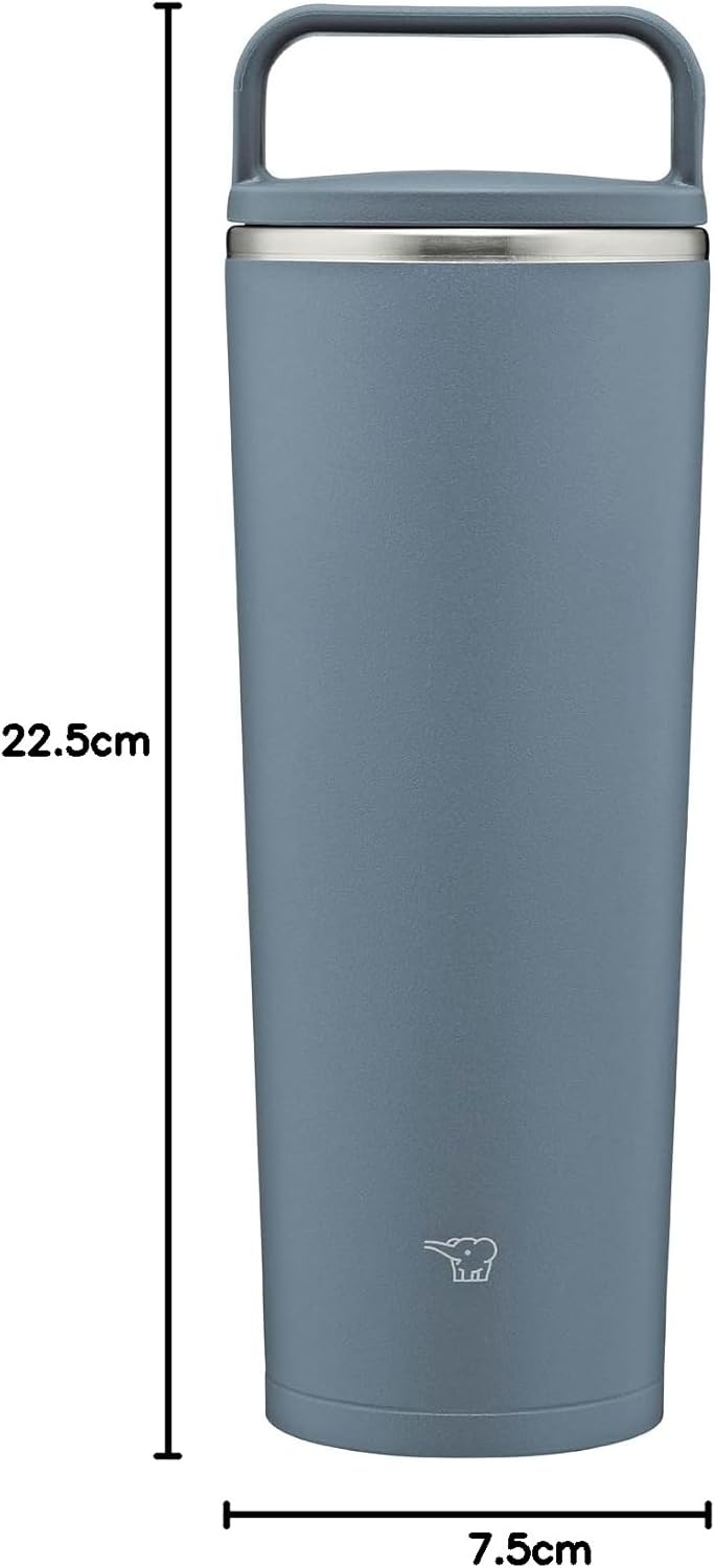 ZOJIRUSHI Drinking Bottle 400ml 【Portable Tumbler】 Dishwasher Safe Seamless Straw Washable Parts 2 Handle Attached Keeps Hot and Cold Urban Blue SX-JS40-AM