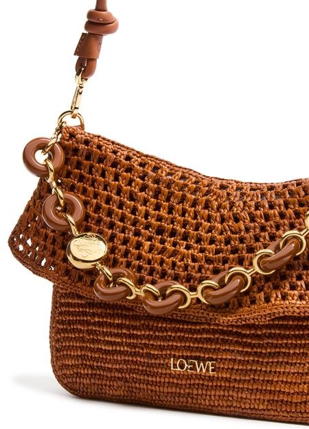 LOEWE Ola Hobo medium bag in raffia and calfskin - Image 7