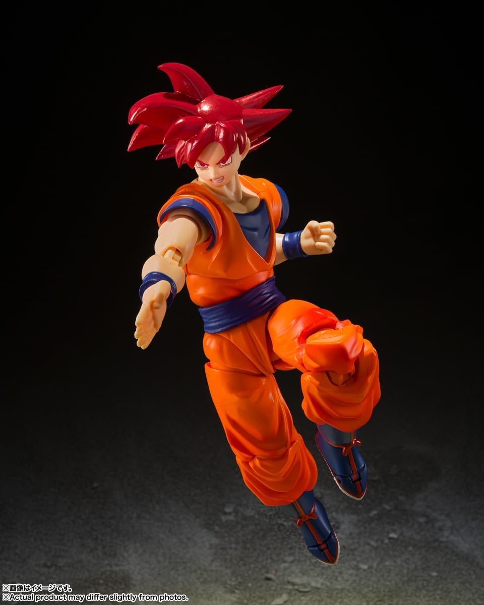 S.H. Figuarts Dragon Ball Super Super Saiyan God Son Goku - Saiyan God Brings Right Heart - Approx. 5.5 inches (140 mm), PVC & ABS Painted Action Figure