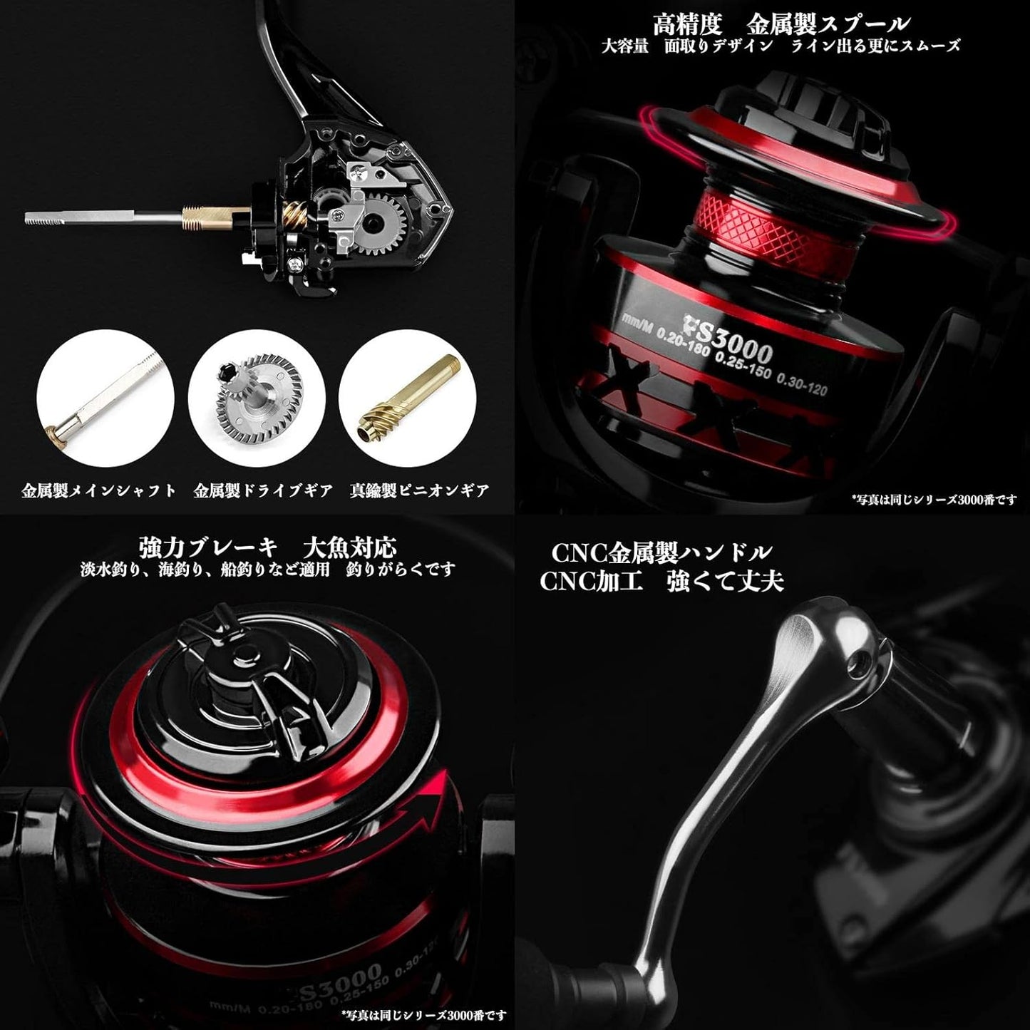 YU20 Spinning Reel, Fishing Reel, 2000, 3000, 4000, 5000, 6000, 7000, Lightweight, Freshwater Fishing, Saltwater Fishing, Gear Ratio 5.0:1, 4.7:1, Maximum Drag Force, 8kg-12kg, Handle