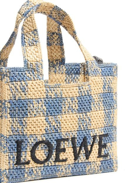 LOEWE Font Gingham small raffia tote bag - Image 7