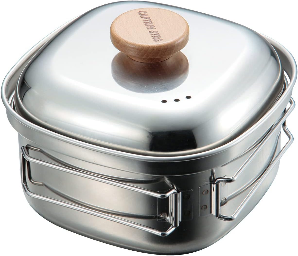 CAPTAIN STAG UH-4202 Camping Pot, Stainless Steel, Square Ramen Cooker, 44.0 fl oz (1.3L)
